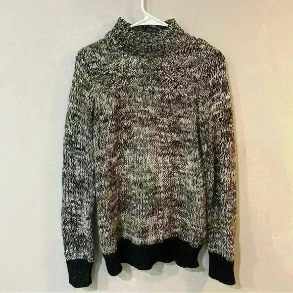 Philosophy Women’s Chunky Knit Sweater Black White Pattern Oversized Size Medium - Picture 1 of 4